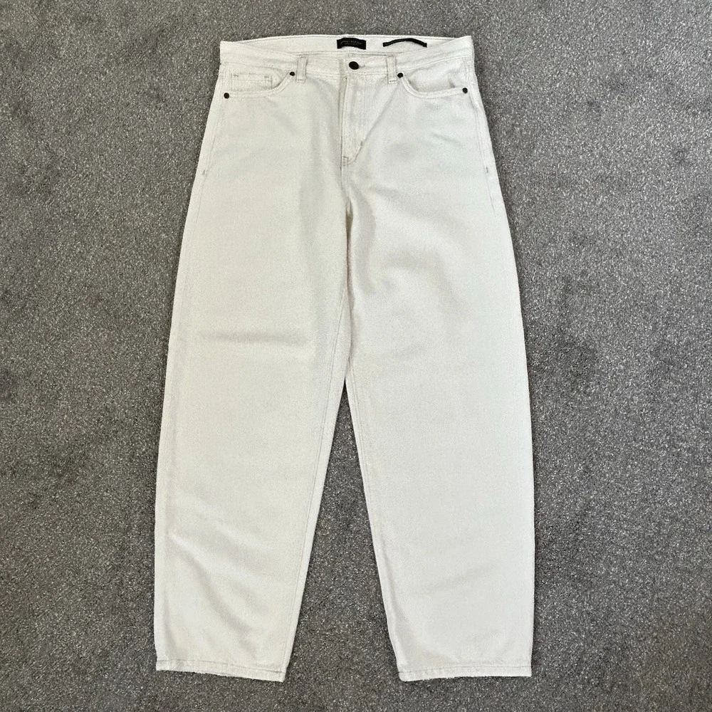 Banana Republic Women's High Rise Barrel Fit Jeans -Size 30- Ecru Off White